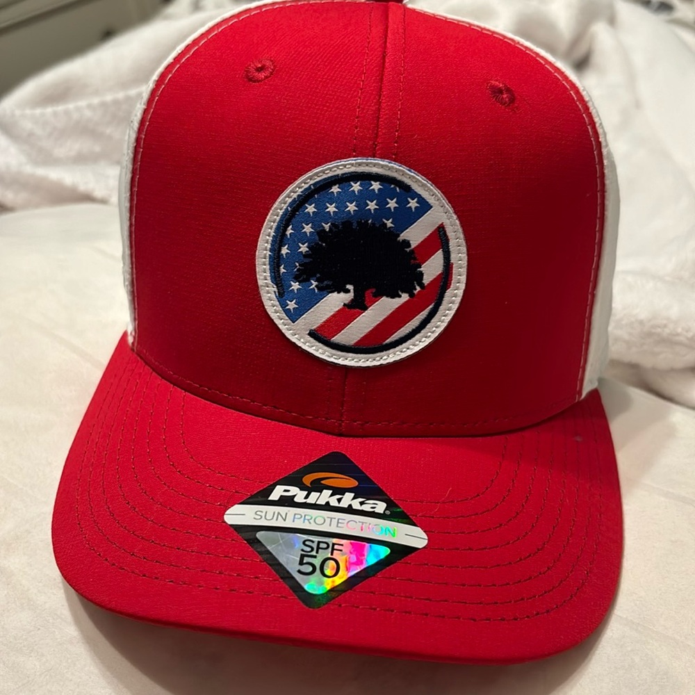 Great red and white Pukka SnapBack ball cap